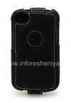 Фотография 4 — Фирменный кожаный чехол ручной работы Monaco Flip/Book Type Leather Case для BlackBerry Q10, Черный (Black), Вертикально открывающийся (Flip)