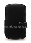 Firma el caso de cuero hecha a mano Monaco / Funda de cuero Tipo libreta para el BlackBerry Q10, Negro (Negro), la apertura horizontal (Libro)