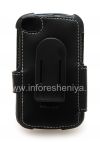 Фотография 2 — Фирменный кожаный чехол ручной работы Monaco Flip/Book Type Leather Case для BlackBerry Q10, Черный (Black), Горизонтально открывающийся (Book)