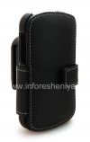 Фотография 7 — Фирменный кожаный чехол ручной работы Monaco Flip/Book Type Leather Case для BlackBerry Q10, Черный (Black), Горизонтально открывающийся (Book)
