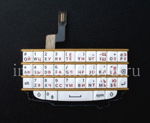 Эксклюзивная золотая русская клавиатура в сборке с платой для BlackBerry Q10, Белый с золотыми разделителями (White/ wGold)