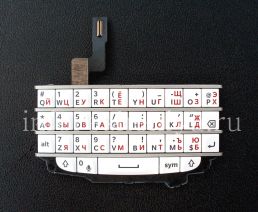 الأبيض التجمع لوحة المفاتيح الروسية مع لوحة للبلاك بيري Q10, الأبيض مع فواصل الفضة (أبيض / wSilver)
