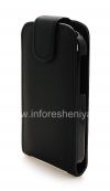 Photo 3 — cubierta de cuero con abertura vertical para el BlackBerry Q10, Negro con textura grande
