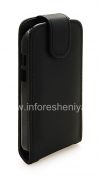 Photo 4 — couvercle du boîtier en cuir avec ouverture verticale pour le BlackBerry Q10, Noir avec grande texture