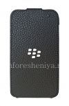 Photo 1 — Etui en cuir d'origine avec couvercle à ouverture verticale Leather Flip Shell pour BlackBerry Q5, Noir (Noir)