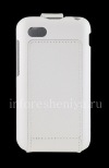 Photo 2 — BlackBerry Q5 জন্য উল্লম্ব খোলার আবরণ চামড়া ফ্লিপ শেল সঙ্গে মূল চামড়া কেস, হোয়াইট (হোয়াইট)