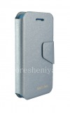 Фотография 6 — Фирменный кожаный чехол горизонтально открывающийся Wallston Colorful Smart Case для BlackBerry Q5, Морозный голубой