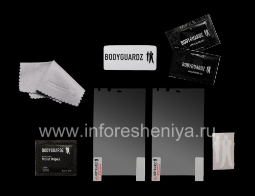 Галерея фотографий товара Фирменная защитная пленка для экрана BodyGuardz HD Anti-Glare ScreenGuardz (2 штуки) для BlackBerry Z10/ 9982, Прозрачный матовый