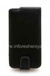 Фирменный кожаный чехол ручной работы Monaco Flip/Book Type Leather Case для BlackBerry Z10, Черный (Black), Вертикально открывающийся (Flip)