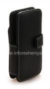 Фотография 4 — Фирменный кожаный чехол ручной работы Monaco Flip/Book Type Leather Case для BlackBerry Z10, Черный (Black), Горизонтально открывающийся (Book)