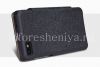 Фотография 2 — Фирменный кожаный чехол горизонтально открывающийся Nillkin для BlackBerry Z10, Черный, Кожа, Текстура "Лен"