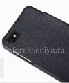 Фотография 5 — Фирменный кожаный чехол горизонтально открывающийся Nillkin для BlackBerry Z10, Черный, Кожа, Текстура "Лен"
