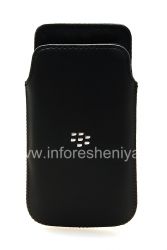 Кожаный чехол-карман для BlackBerry Z10/ 9982, Черный с мелкой текстурой