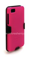 Фотография 3 — Фирменный пластиковый чехол-крышка в комплекте с кобурой Amzer Shellster ShellCase w/ Holster для BlackBerry Z10, Розовый чехол с черной кобурой (Hot Pink)