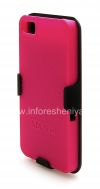 Фотография 4 — Фирменный пластиковый чехол-крышка в комплекте с кобурой Amzer Shellster ShellCase w/ Holster для BlackBerry Z10, Розовый чехол с черной кобурой (Hot Pink)