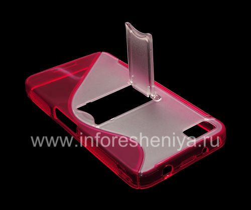 Галерея фотографий товара Силиконовый чехол уплотненный Streamline с подставкой для BlackBerry Z10, Розовый