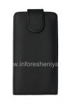 Photo 1 — kasus penutup kulit dengan membuka vertikal untuk BlackBerry Z10, Hitam dengan tekstur besar