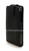 Photo 3 — kasus penutup kulit dengan membuka vertikal untuk BlackBerry Z10, Hitam dengan tekstur besar