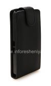 Photo 4 — kasus penutup kulit dengan membuka vertikal untuk BlackBerry Z10, Hitam dengan tekstur besar