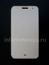 Фотография 1 — Оригинальный кожаный чехол с горизонтально открывающейся крышкой Leather Flip Case для BlackBerry Z30, Белый (White)
