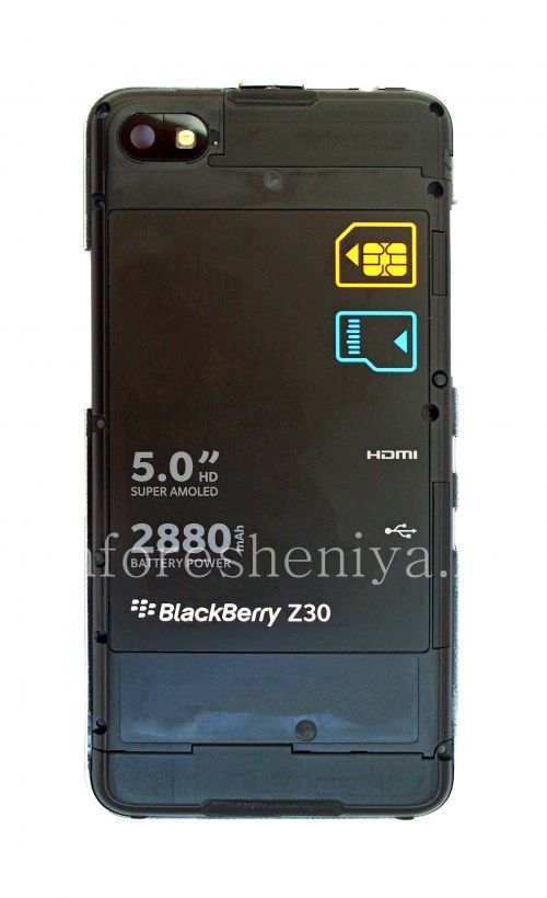 Photogallery for Der mittlere Teil des ursprünglichen Körpers bei der Montage mit der Felge für den Blackberry Z30, Silber / Schwarz product