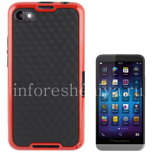 Галерея фотографий товара Силиконовый чехол уплотненный "Cube" для BlackBerry Z30, Черный/Красный