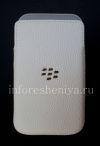 Photo 1 — Original-Leder-Kasten-Tasche mit Metall-Logo Leather Pocket für Blackberry Classic, White (Weiß)