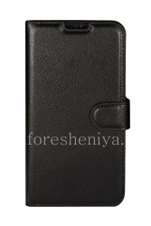 Кожаный чехол горизонтально открывающийся с функцией подставки для BlackBerry DTEK60, Черный