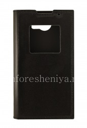 Case Signature en cuir Sikai avec un couvercle d'ouverture pour BlackBerry Priv, Noir, texture fine