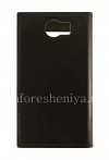 Photo 2 — BlackBerry Priv用の開口部蓋付きシグネチャーレザーケースSIKAI, ブラック、細かいテクスチャ