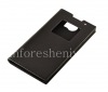 Photo 6 — BlackBerry Priv用の開口部蓋付きシグネチャーレザーケースSIKAI, ブラック、細かいテクスチャ