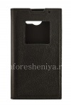 Photo 1 — BlackBerry Priv用の開口部蓋付きシグネチャーレザーケースSIKAI, ブラック、大きなテクスチャ
