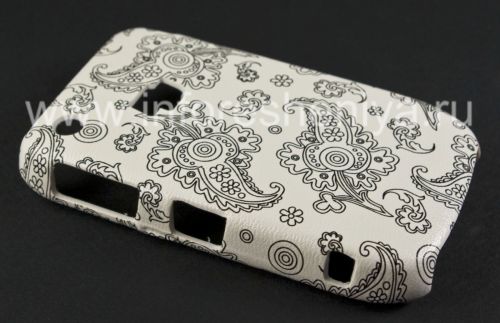 Галерея фотографий товара Пластиковый чехол-крышка "Орнамент" для BlackBerry 8520/9300 Curve, Серия “Восточный орнамент”, Белый/Черный