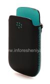 Photo 3 — Cuir d'origine Housse cuir poche Pocket pour BlackBerry Curve 8520/9300, Noir / Bleu (Blue Sky)