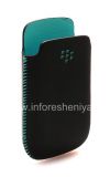 Фотография 6 — Оригинальный кожаный чехол-карман Leather Pocket Pouch для BlackBerry 8520/9300 Curve, Черный/Голубой (Sky Blue)