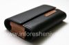 Photo 5 — Asli Leather Case Bag Kulit Folio untuk BlackBerry, Black / Brown (Black w / Brown Accent)