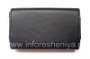 Photo 2 — Asli Leather Case Bag Kulit Folio untuk BlackBerry, Hitam / hitam (Black w / Black Accent)