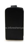 Photo 1 — kasus penutup kulit dengan membuka vertikal untuk BlackBerry 8900 Curve, Hitam dengan jahitan hitam