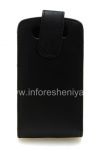 Фотография 2 — Кожаный чехол с вертикально открывающейся крышкой для BlackBerry 8900 Curve, Черный с черной строчкой