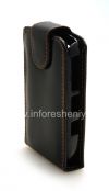 Photo 3 — Ledertasche mit vertikale Öffnung Cover für Blackberry Curve 8900, Schwarz mit braunen Nähten
