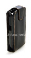 Фотография 4 — Кожаный чехол с вертикально открывающейся крышкой для BlackBerry 8900 Curve, Черный с коричневой строчкой
