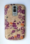 Photo 1 — cubierta trasera exclusiva BlackBerry 9000 Bold, "Flores en la rama" Beige / púrpura