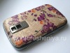 Photo 9 — cubierta trasera exclusiva BlackBerry 9000 Bold, "Flores en la rama" Beige / púrpura