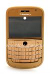 Фотография 1 — Цветной корпус для BlackBerry 9000 Bold, Золотой Матовый, крышка "Кожа"