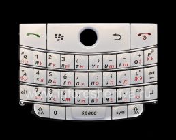 Keyboard Pearl White Rusia BlackBerry 9000 Bold, Putih (Pearl-putih)
