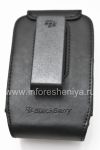 Photo 2 — Funda de cuero original c rectangular Clip Funda giratoria de piel para BlackBerry 9000 Bold, Negro (Negro)