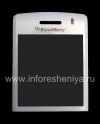 Photo 1 — Le verre d'origine sur l'écran sans le treillis métallique et la fixation du haut-parleur à BlackBerry 9100 / 9105 Pearl 3G, blanc