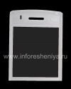 Photo 2 — Le verre d'origine sur l'écran sans le treillis métallique et la fixation du haut-parleur à BlackBerry 9100 / 9105 Pearl 3G, blanc