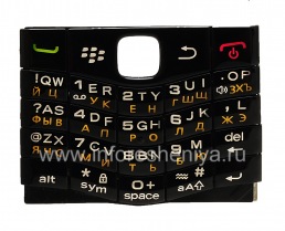 Teclado ruso BlackBerry 9100 Pearl 3G, Negro con números blancos