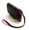 Photo 2 — Tas asli Leather Case Kulit Folio untuk BlackBerry 9100 / 9105 Pearl 3G, Black / Pink (Black w / aksen pink)